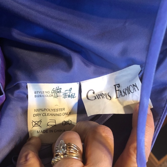 Ladies Long Blue Taffeta Dress - Picture 4 of 5